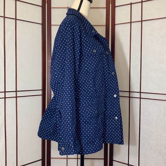 Talbots Plus Navy Blue polkadot buttoned up jacket 2X - Picture 2 of 12
